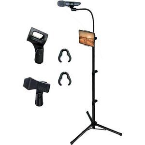 Mic Stand with Adjustable Height Up To 6 Feet with 2 Standard Mic Clips